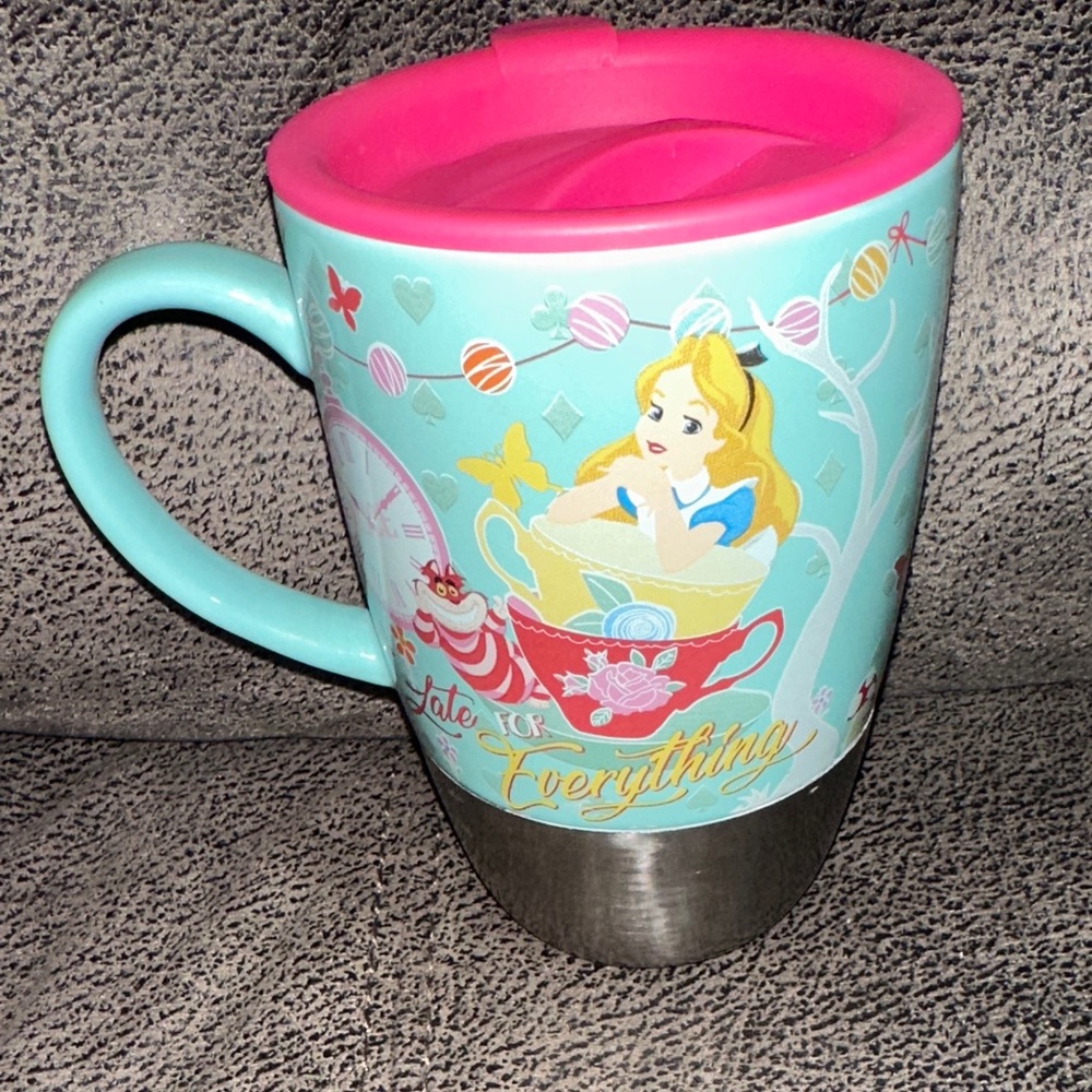 Alice in Wonderland Travel Mug - Aqua & Pink